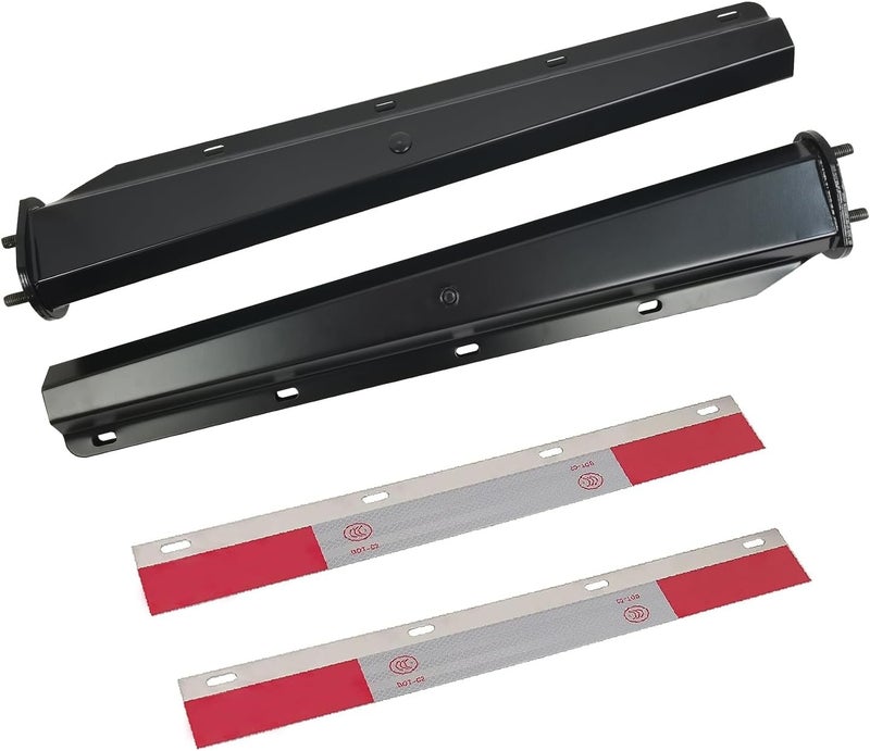 GaeaAuto Black Straight Spring Loaded Mud Flap Hanger Set 2.5" Bolt Spacing 30" Length with Aluminum Reflective Tapes fit for Semi Trucks Trailers, 2 pcs - Image 1